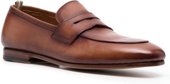Officine Creative Barona penny-slot leather loafers Brown