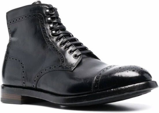 Officine Creative brogue-detail leather ankle boots Black