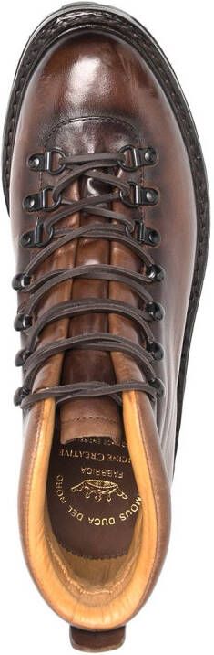 Officine Creative brushed lace-up ankle boots Brown