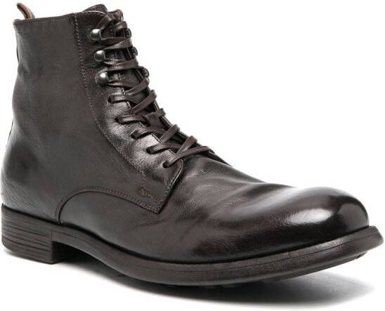 Officine Creative buffalo leather lace-up boots Brown