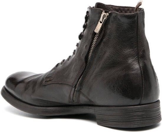 Officine Creative buffalo leather lace-up boots Brown