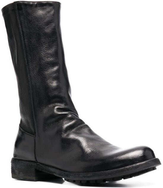Officine Creative grained zip-up boots Black
