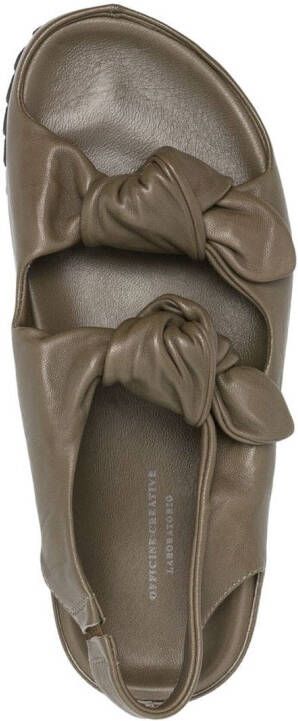 Officine Creative knot-detail leather sandals Green
