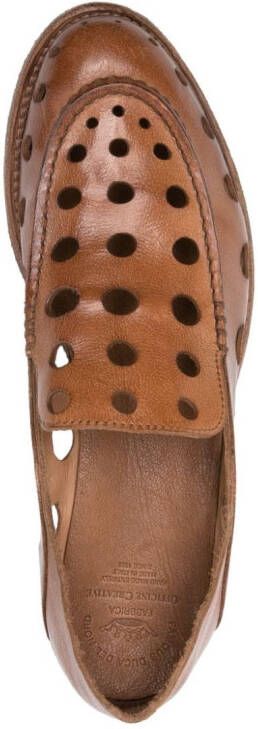 Officine Creative Lexikon perforated leather loafers Brown
