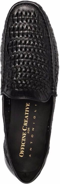 Officine Creative Libre woven leather loafers Black