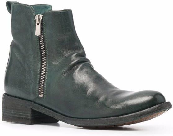 Officine Creative Lison ruched-detail leather ankle boots Green