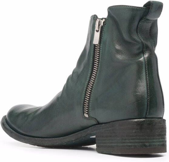Officine Creative Lison ruched-detail leather ankle boots Green