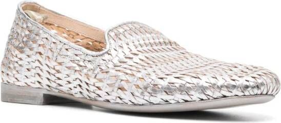 Officine Creative metallic-effect calf-leather loafers Silver