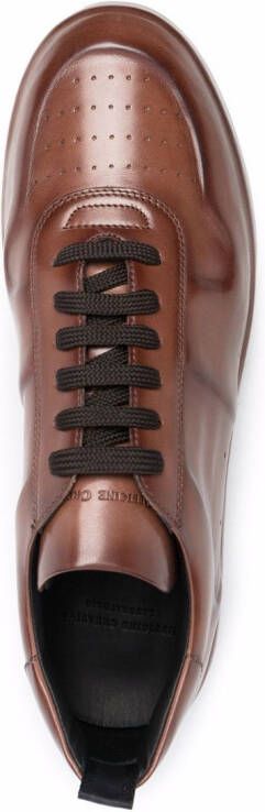 Officine Creative panelled low-top leather sneakers Brown