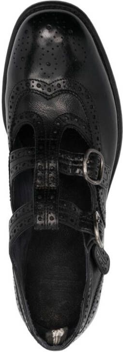 Officine Creative perforated-detail buckled leather shoes Black