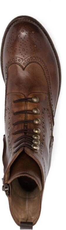 Officine Creative perforated-detail leather boots Brown