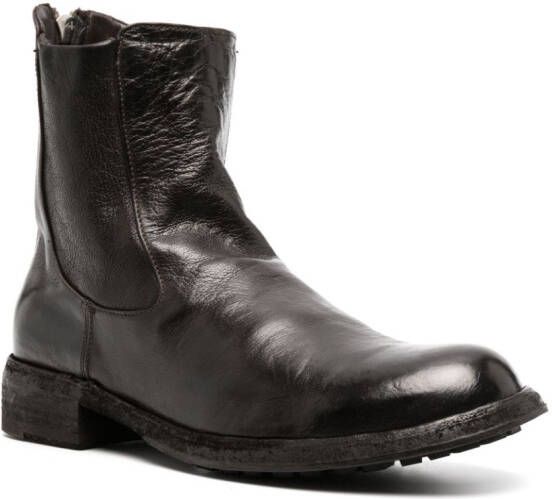 Officine Creative round-toe leather boots Brown