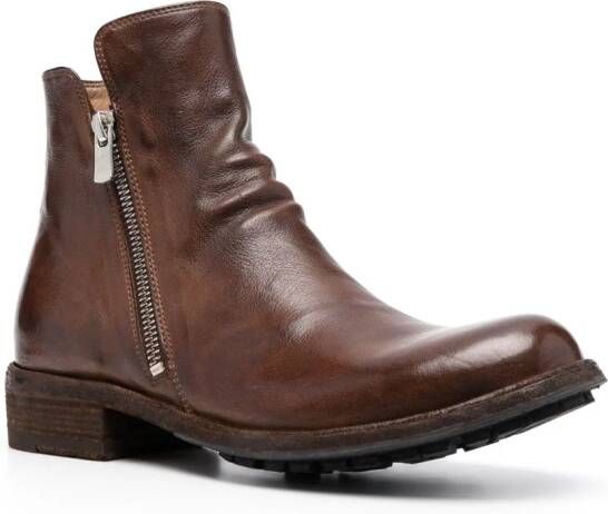 Officine Creative round-toe leather boots Brown