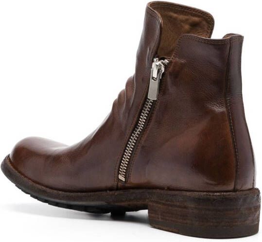 Officine Creative round-toe leather boots Brown