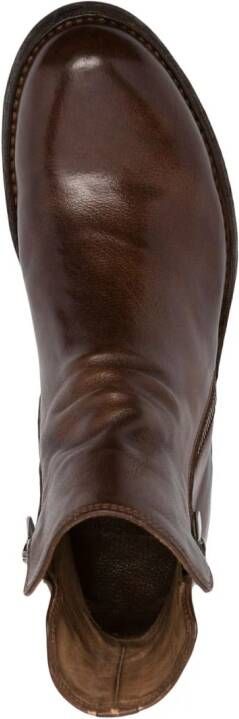 Officine Creative round-toe leather boots Brown