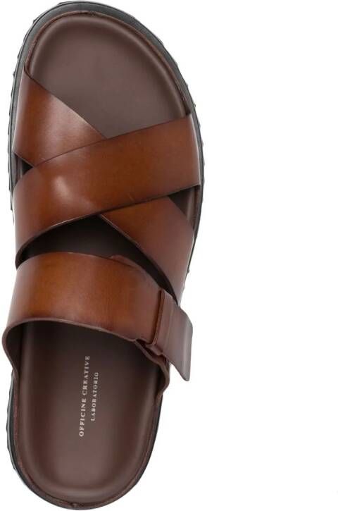 Officine Creative round-toe leather slides Brown