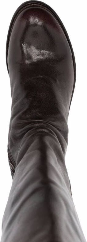 Officine Creative ruched-detailing zip-up leather boots Brown