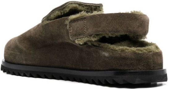 Officine Creative shearling-trimmed suede mules Green