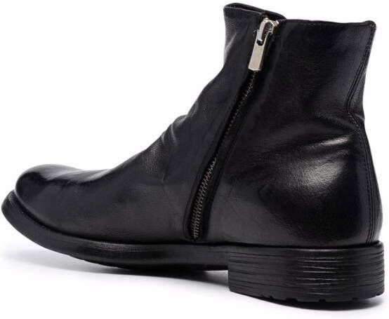 Officine Creative side zip ankle boots Black