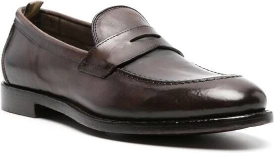 Officine Creative Tulane 003 leather penny loafers Brown