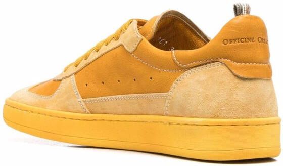 Officine Creative two-tone suede sneakers Yellow