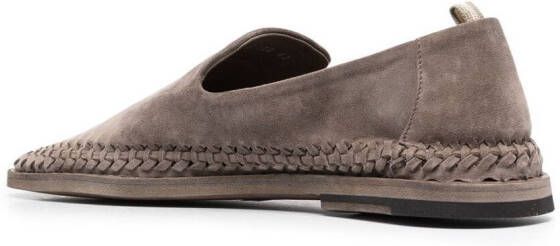 Officine Creative whipstitch-detail suede loafers Brown