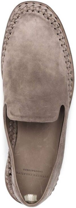 Officine Creative whipstitch-detail suede loafers Brown