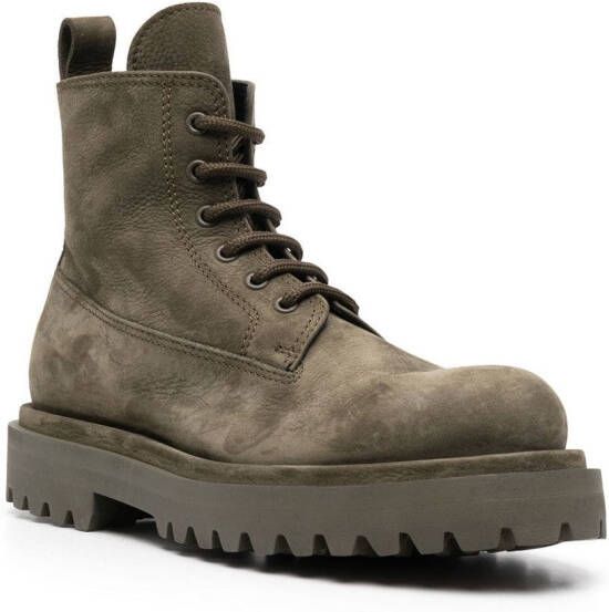 Officine Creative Wisal lace-up suede boots Green