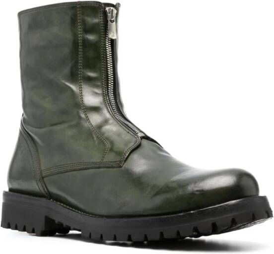 Officine Creative zip-up leather ankle boots Green