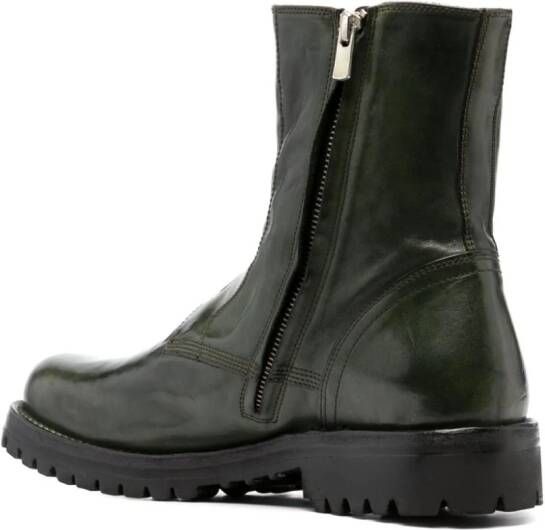Officine Creative zip-up leather ankle boots Green