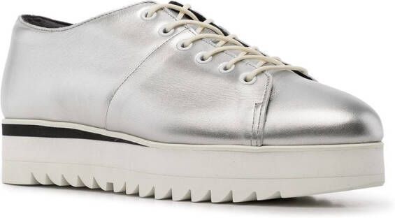 Onitsuka Tiger metallic leather lace-up shoes Silver