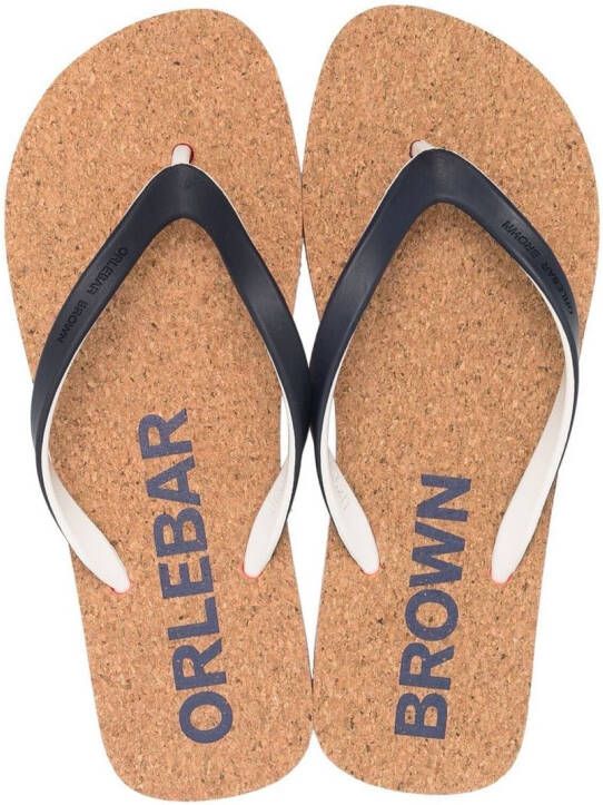 Orlebar Brown Haston Stripe flip flops Blue