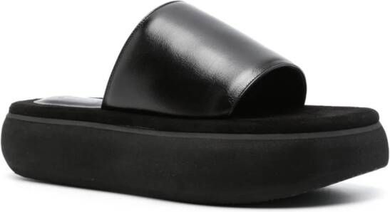 Osoi Boat leather platform slides Black