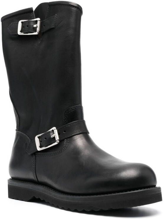 OUR LEGACY 35mm buckle-fastening leather boots Black