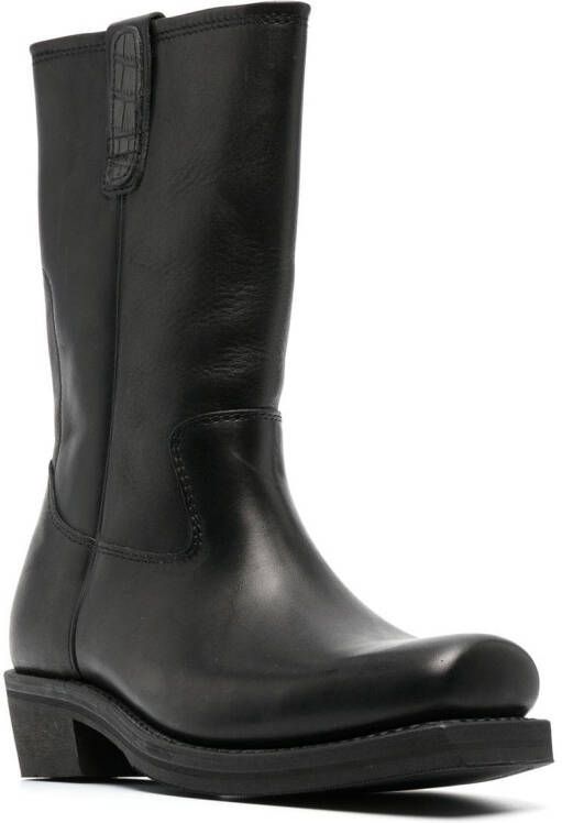 OUR LEGACY Flat-Toe leather boots Black