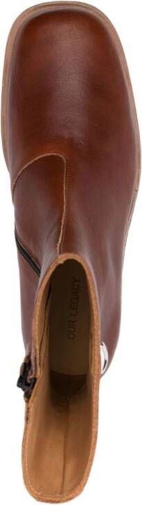OUR LEGACY logo-plaque leather boots Brown