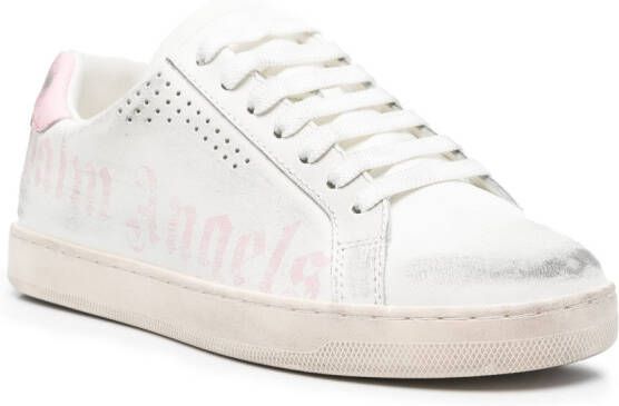 Palm Angels distressed logo-print sneakers White