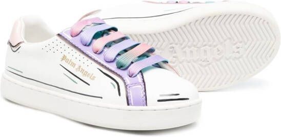 Palm Angels Kids lace-up leather sneakers White