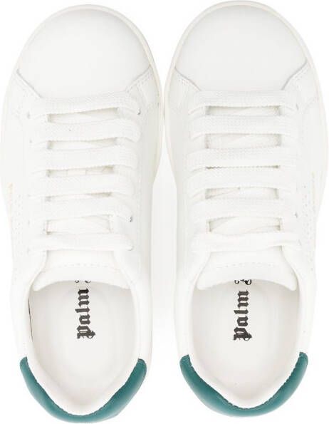 Palm Angels Kids logo-print low top leather trainers White