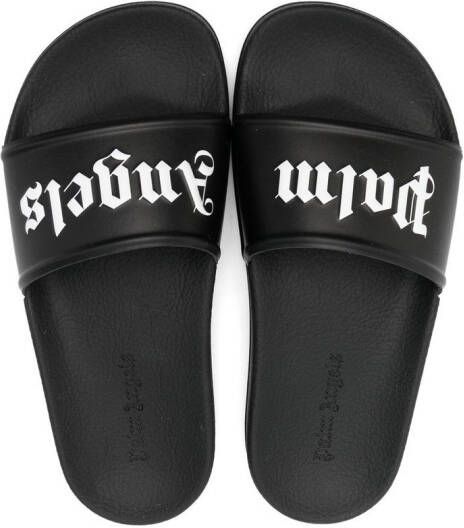 Palm Angels Kids logo-print open-toe sandals Black