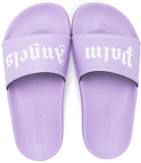 Palm Angels Kids logo-print open-toe sliders Purple