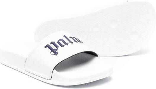 Palm Angels Kids logo-print open-toe slides White