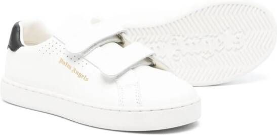 Palm Angels Kids logo-print touch-strap leather sneakers White