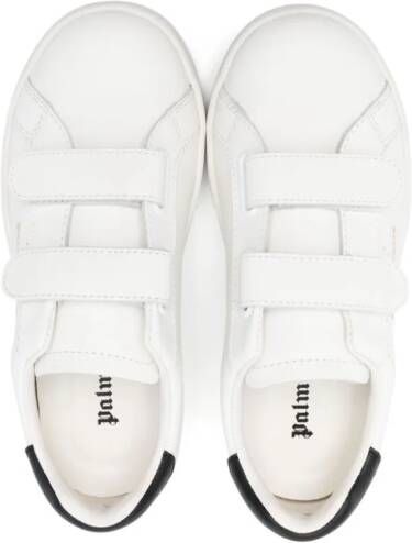 Palm Angels Kids logo-print touch-strap leather sneakers White