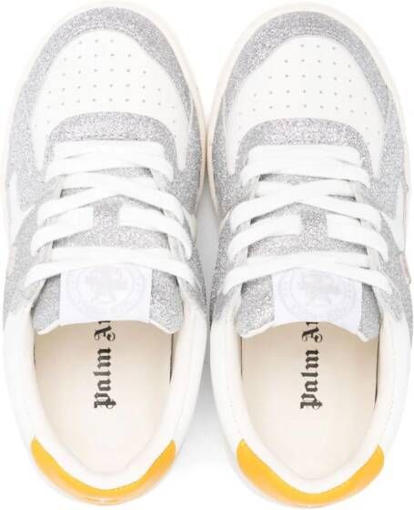 Palm Angels Kids Palm University glitter-detail sneakers White
