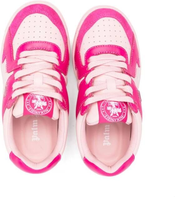 Palm Angels Kids perforated lace-up sneakers Pink