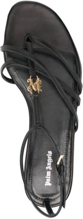 Palm Angels Lategram leather sandals Black