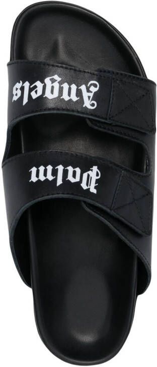 Palm Angels logo print double strap sandals Black
