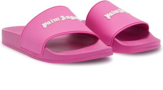 Palm Angels logo-appliqué flat slides Pink