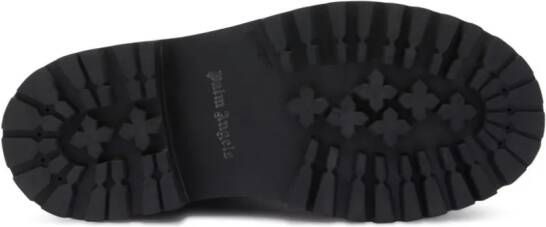 Palm Angels logo-print leather combat boots Black